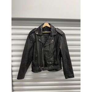 Wilsons Leather Mens XL Black Thinsulate Belted Motorcycle Biker Jacket